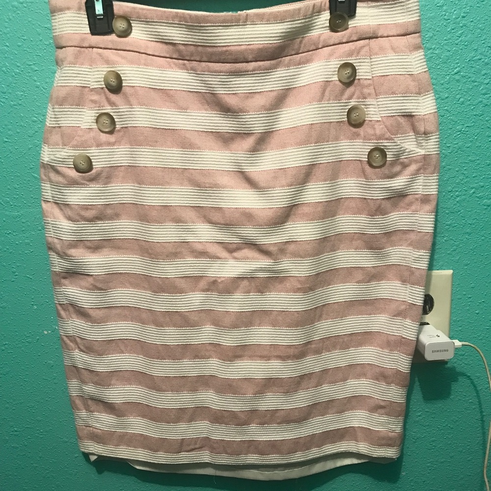 Pink and white striped skirt